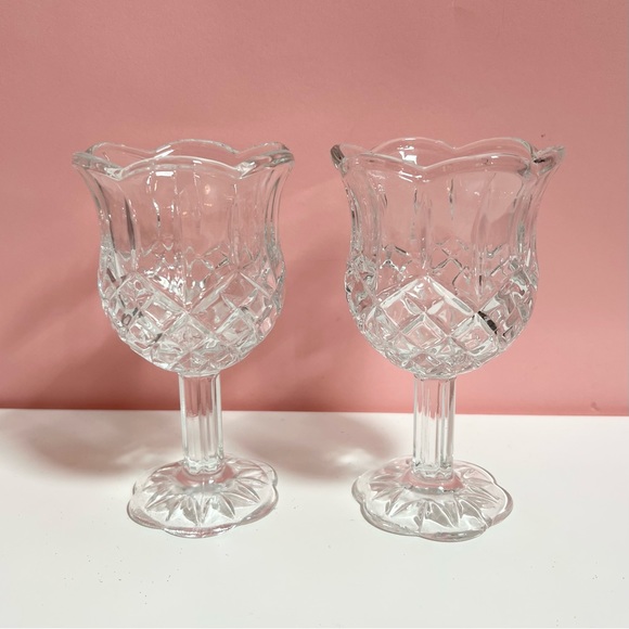 Vintage Dining Vintage Retro Art Deco Tall Flower Drinking Glasses